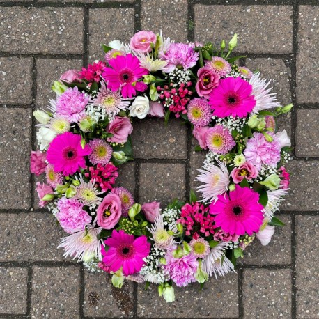 Pink and White Wreath.