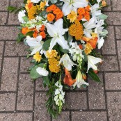 Orange and White Coffin Spray